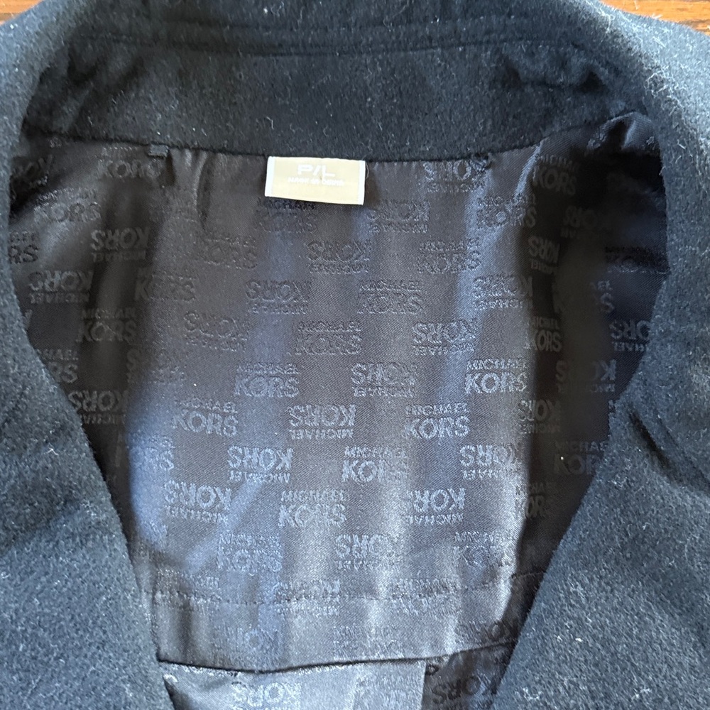 Michael Kors 100% Wool Black Pea Coat Petite Large fits petite women’s 12–14 - Picture 3 of 5